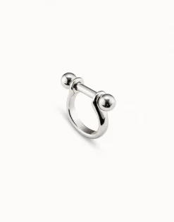 Anillo ancho con relieve bañado en plata de ley para mujer