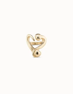 Anillo bañado en oro de 18k abierto diseño corazón clavado