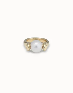 Anillo bañado en oro de 18k con perla pequeña