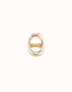 Anillo bañado en oro 18k con óvalo central grande