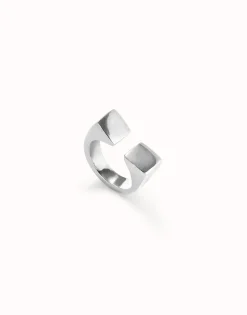 Anillo bañado en plata de ley con forma cuadrada