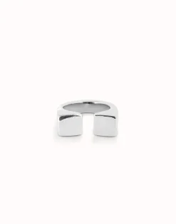 Anillo bañado en plata de ley con forma cuadrada