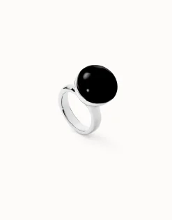 Anillo bañado en plata de ley con cristal de murano