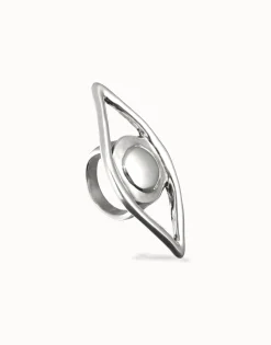 Anillo bañado en plata de ley con forma de ojo grande