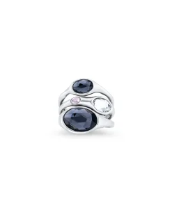 Anillo bañado en plata de ley con cristales de distinto tamaño