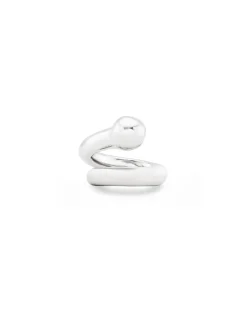 Anillo bañado en plata de ley con diseño abierto y orgánico para mujer