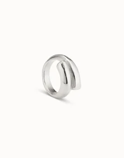 Anillo bañado en plata de ley con forma tubular cerrado al centro