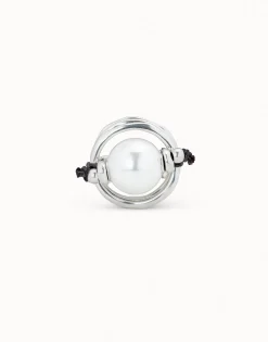 Anillo bañado en plata de ley y perla
