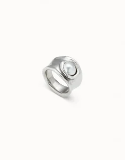 Anillo con cristal bañado en plata de ley