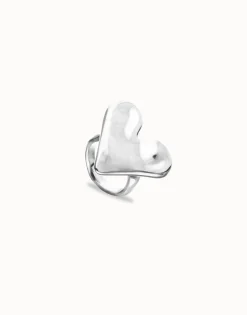 Anillo maxi bañado en plata de ley con forma de corazón