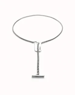 Cadena ajustable bañada en plata de ley y figura central