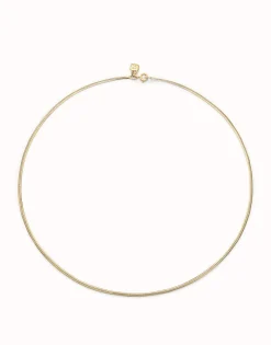 Cadena corta con forma plana bañada en oro 18k