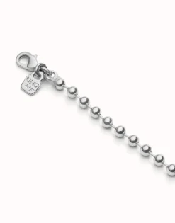 Cadena larga bolas bañada en plata de ley.