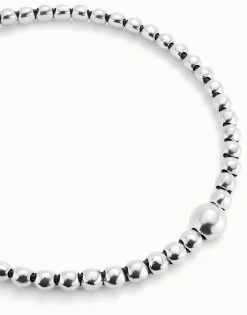 Colgante de bolas bañado en plata de ley con bola central grande