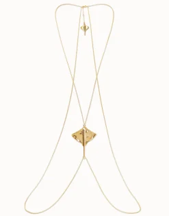 Colgante de cadena para cuerpo bañado en oro de 18k con mantarraya