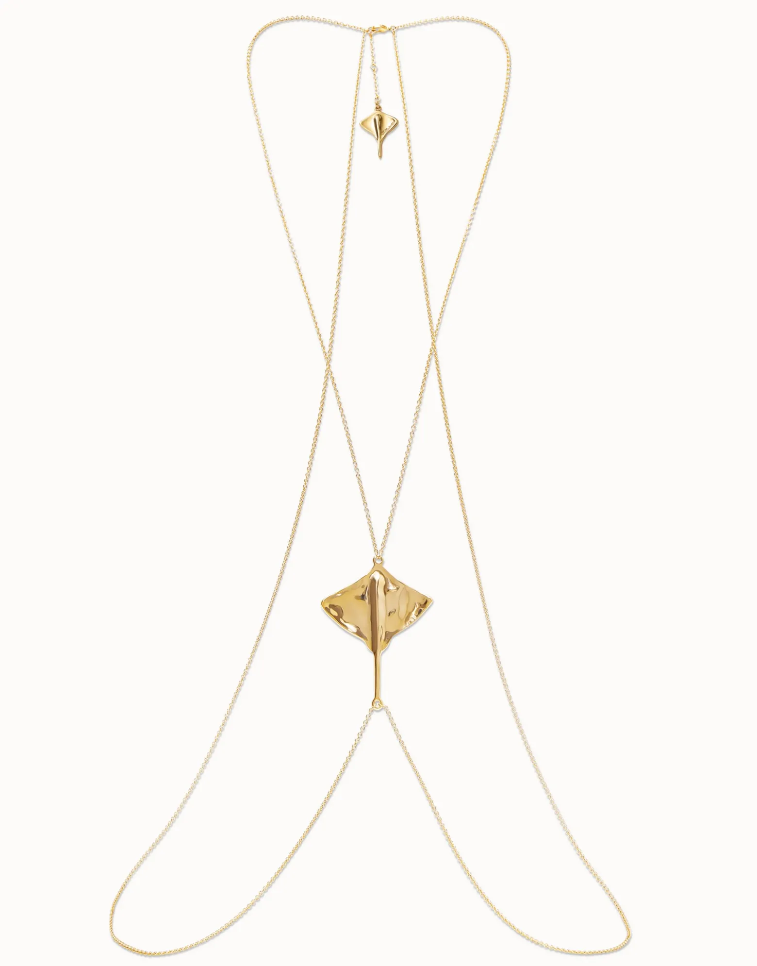 Colgante de cadena para cuerpo bañado en oro de 18k con mantarraya