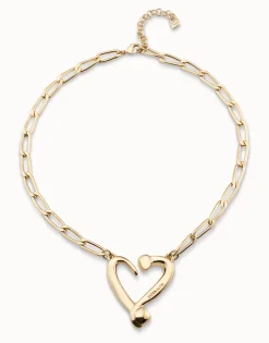 Colgante de oro 18k de eslabones y corazón