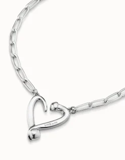 Colgante de plata de ley de eslabones y corazón