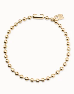 Collar bañado en oro de 18k con cuentas esféricas grandes y cierre hormiga