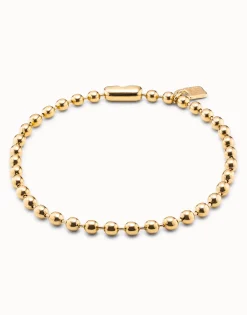 Collar bañado en oro de 18k con cuentas esféricas grandes y cierre hormiga