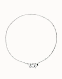 Collar bañado en plata con mosquetón entrelazado