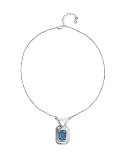 Collar bañado en plata de ley con cristal facetado rectangular azul