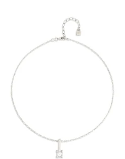 Collar bañado en plata de ley y circonita central blanca