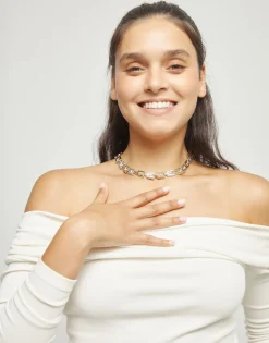 Collar con eslabones combinados en baño de oro y plata
