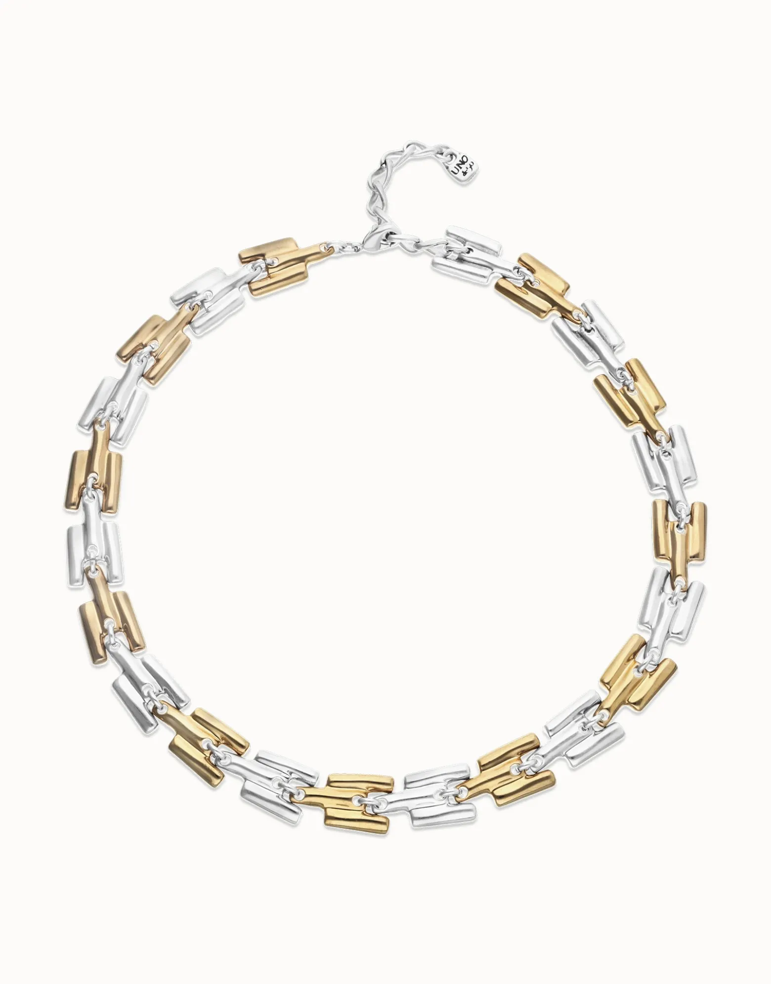 Collar con eslabones combinados en baño de oro y plata