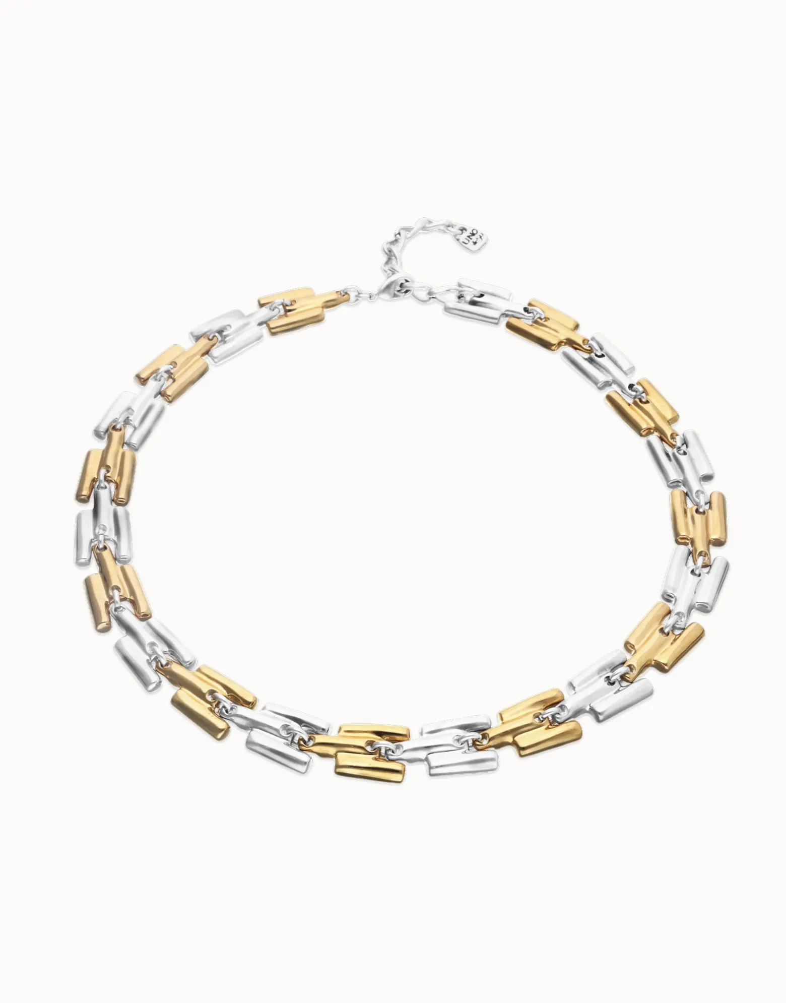 Collar con eslabones combinados en baño de oro y plata