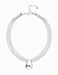Collar con hilos plateados y esfera grande