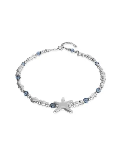 Collar corto bañado en plata con cristales y estrella de mar grande