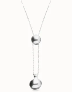 Collar de cadena bañada en plata de ley regulable con dos pesos