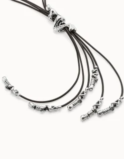 Collar de cuero bañado en plata de ley