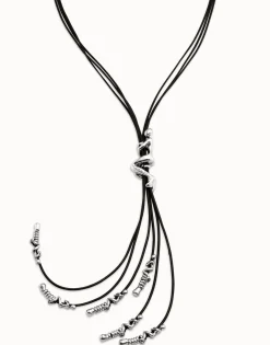 Collar de cuero bañado en plata de ley