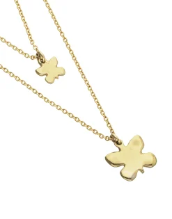 Collar doble con mariposas bañado en oro 18k
