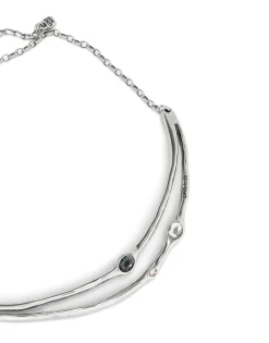 Collar rígido bañado en plata de ley con cristales