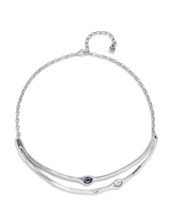 Collar rígido bañado en plata de ley con cristales
