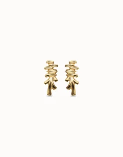 Pendientes alargados bañados en oro 18k y forma irregular
