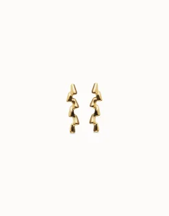 Pendientes alargados en zig-zag bañados en oro 18k