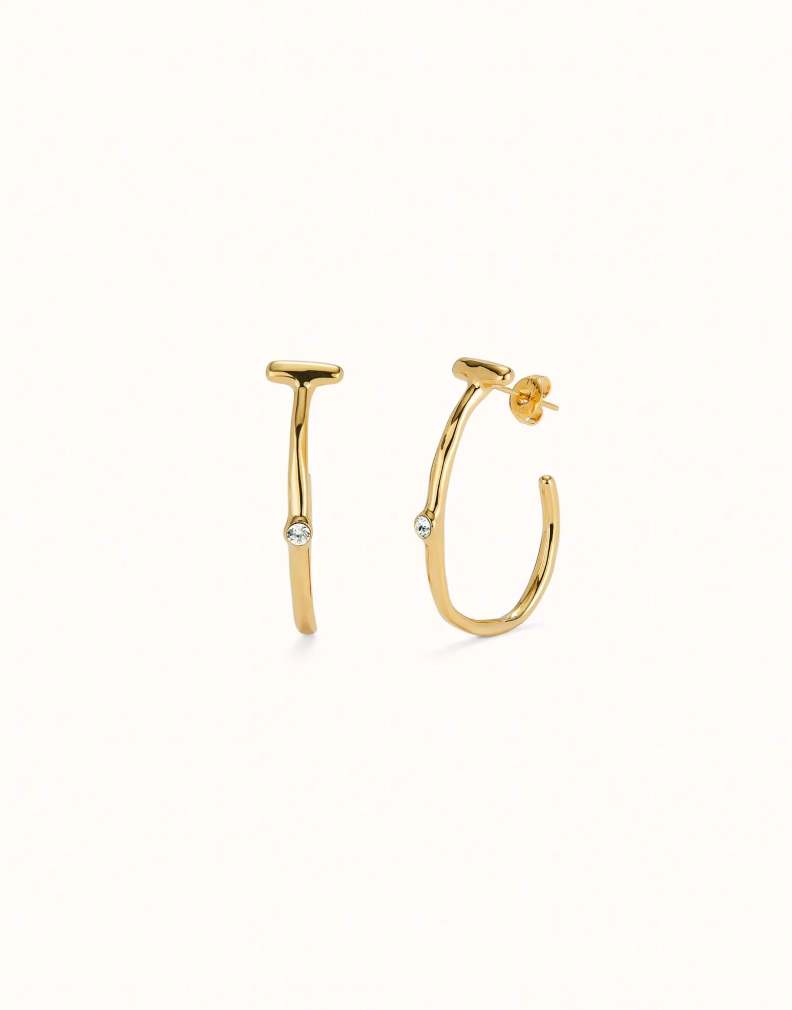 Pendientes aro bañado en oro 18k con topacio blanco