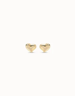 Pendientes bañados en oro de 18k con forma de corazón mediano