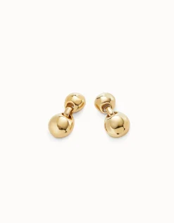 Pendientes bañados en oro 18k con bola con 2 bolas