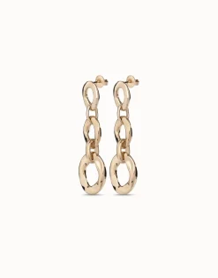 Pendientes bañados en oro 18K con 3 eslabones