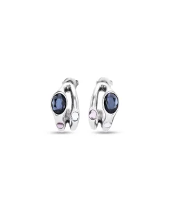 Pendientes bañados en plata de ley con cristal multicolor