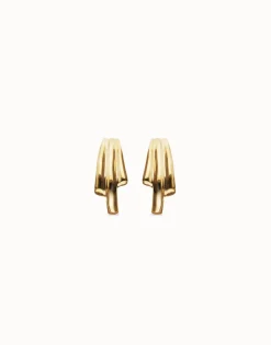 Pendientes con formas orgánicas alargadas bañados en oro 18k