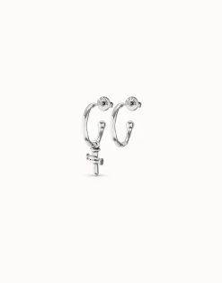 Pendientes en forma de aros bañados en plata de ley
