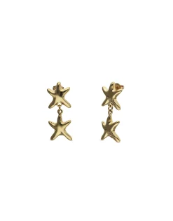 Pendientes largos con dos estrellas de mar