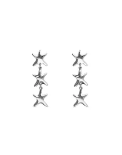 Pendientes largos con tres estrellas de mar