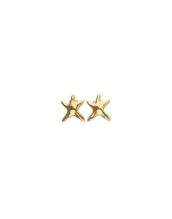 Pendientes pequeños bañado en oro estrellas de mar